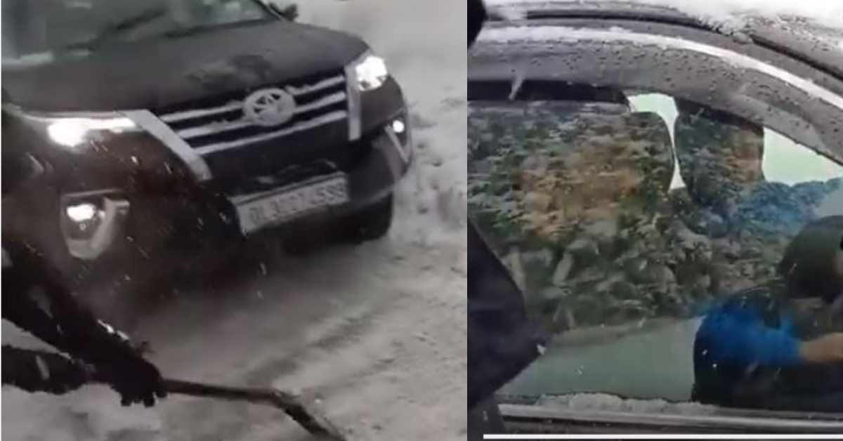 SachinTendulkar's Fortuner stuck in snow