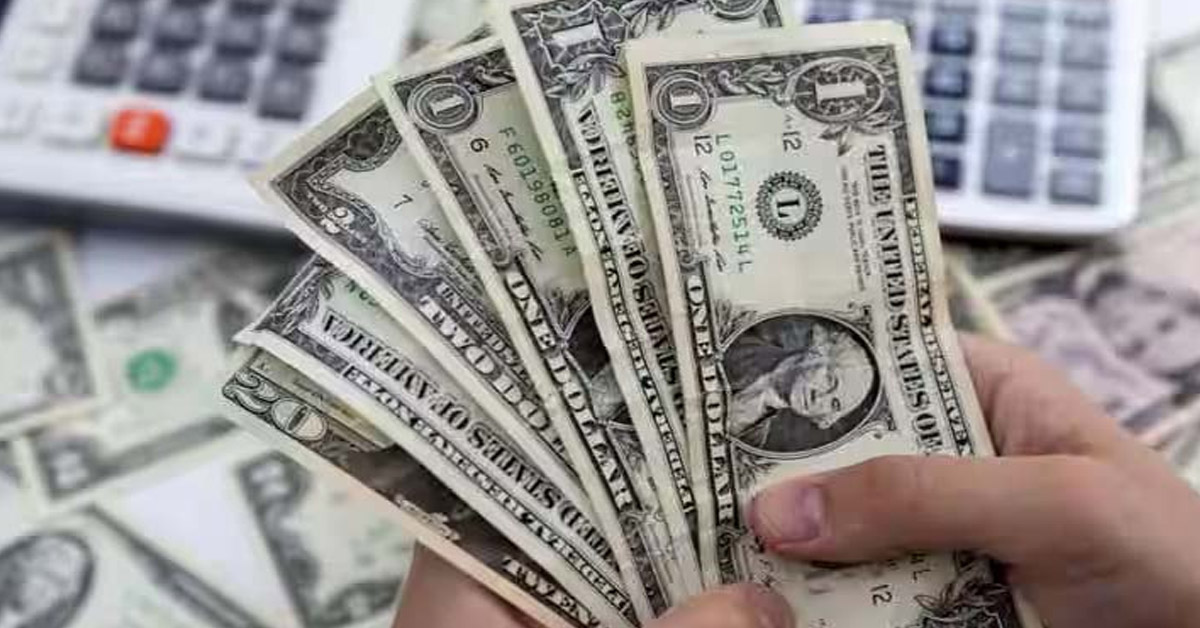 Rupee falls by five paise