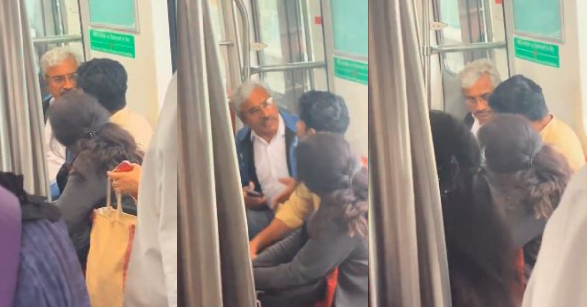 two man fight over seat in delhi metro