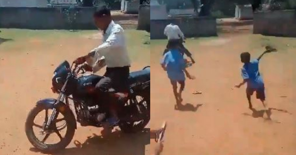 School children chased away a drunk teacher in baster
