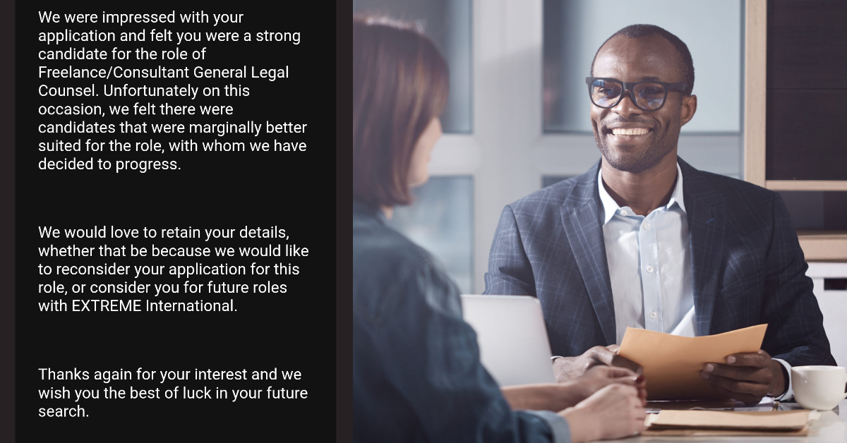 man receives rejection letter from company