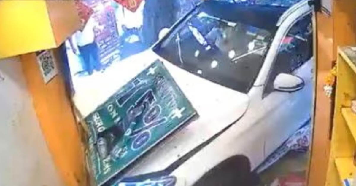 Mercedes car rams into popular kachori shop