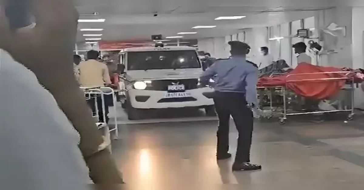AIIMS के तीसरे मंजिल पर बोलेरो लेकर पहुंची पुलिस