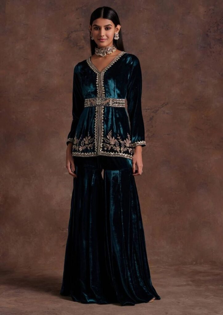 1372155 Velvet sharara suit 2