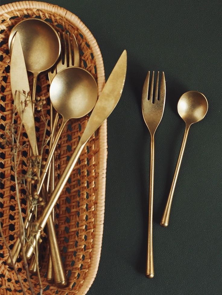 1372591 Gohobi A Set of 5 Pieces Gold Stonewashed Cutlery 2 sets 10