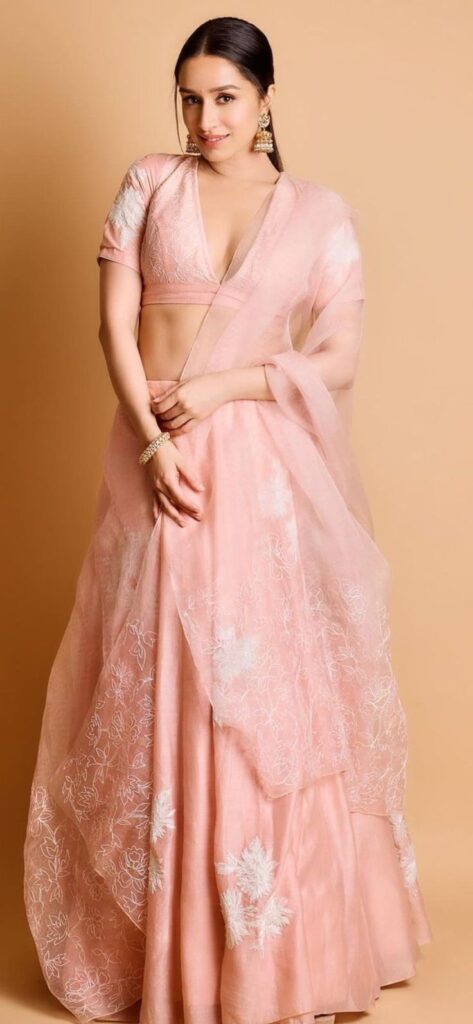 1377131 Beautiful baby pink simple lehenga design