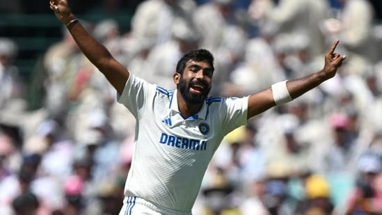 1380509 Jasprit Bumrah celebrates the wicket of Marnus Lab17379725640261737972569246