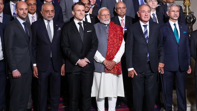 1383067 pm modi and french president emmanuel macron at the india france ceo forum in paris pm modi and fre 123034480