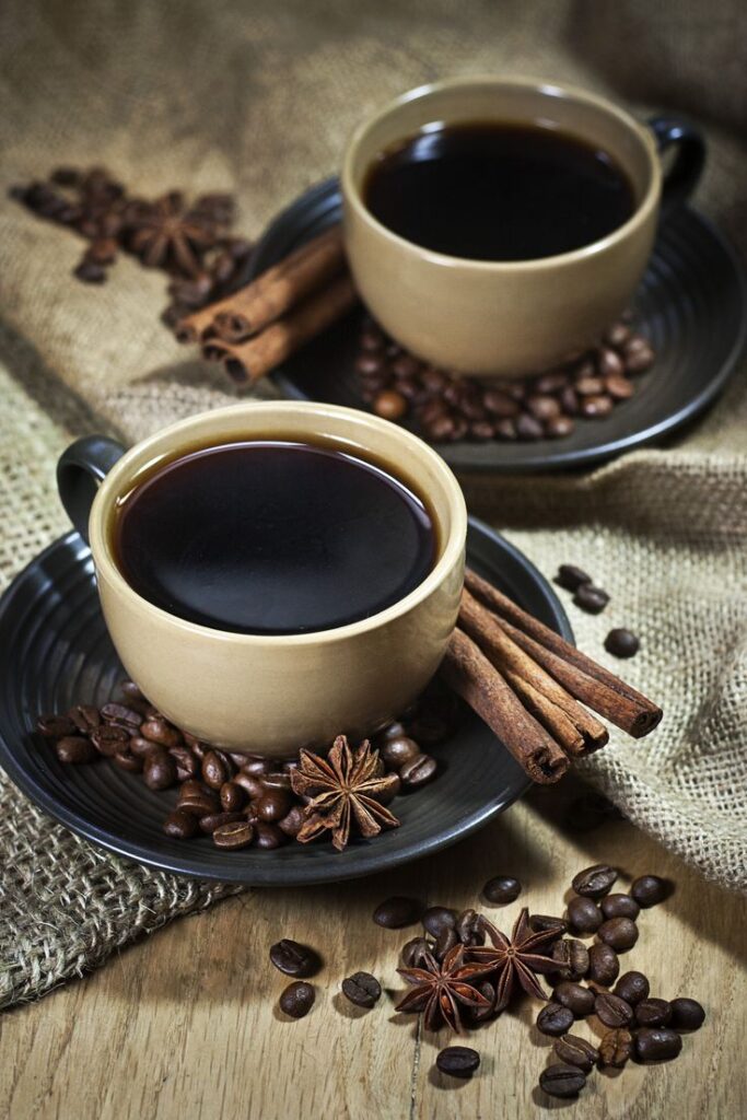 1384107 Two cups of coffee with spices