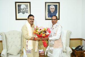 मंत्री शिवराज सिंह ने Rajasthan के CM भजनलाल से की मुलाकात, ग्रामीण विकास पर चर्चा