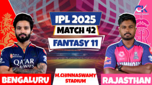 RCB vs RR | Match Prediction | IPL 2025 Match – 42 | Fantasy XI | Pitch Report