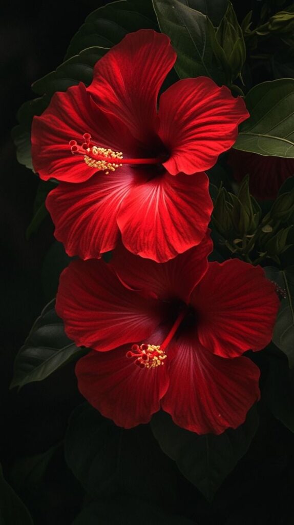 1406558 Red hibiscus flowers 1