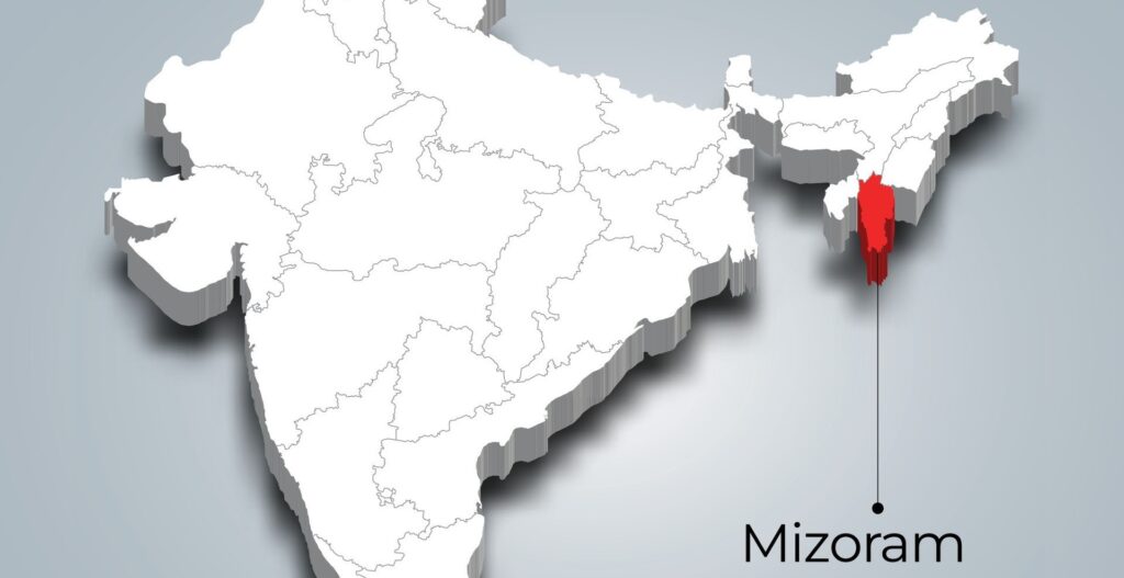 1444614 mizoram state map location in indian 3d isometric map mizoram map illustration vector
