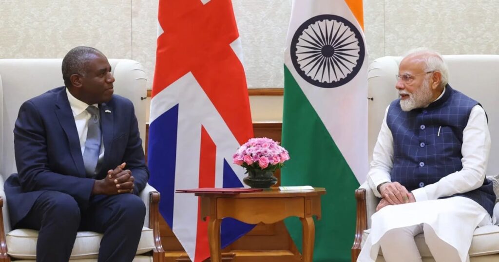 1448236 British Foreign Minister David Lammy met PM Modi during his visit to India